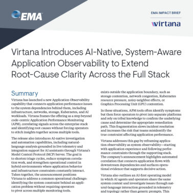 Virtana Introduces AI-Native, System-Aware Application Observability to Extend Root-Cause Clarity Across the Full Stack